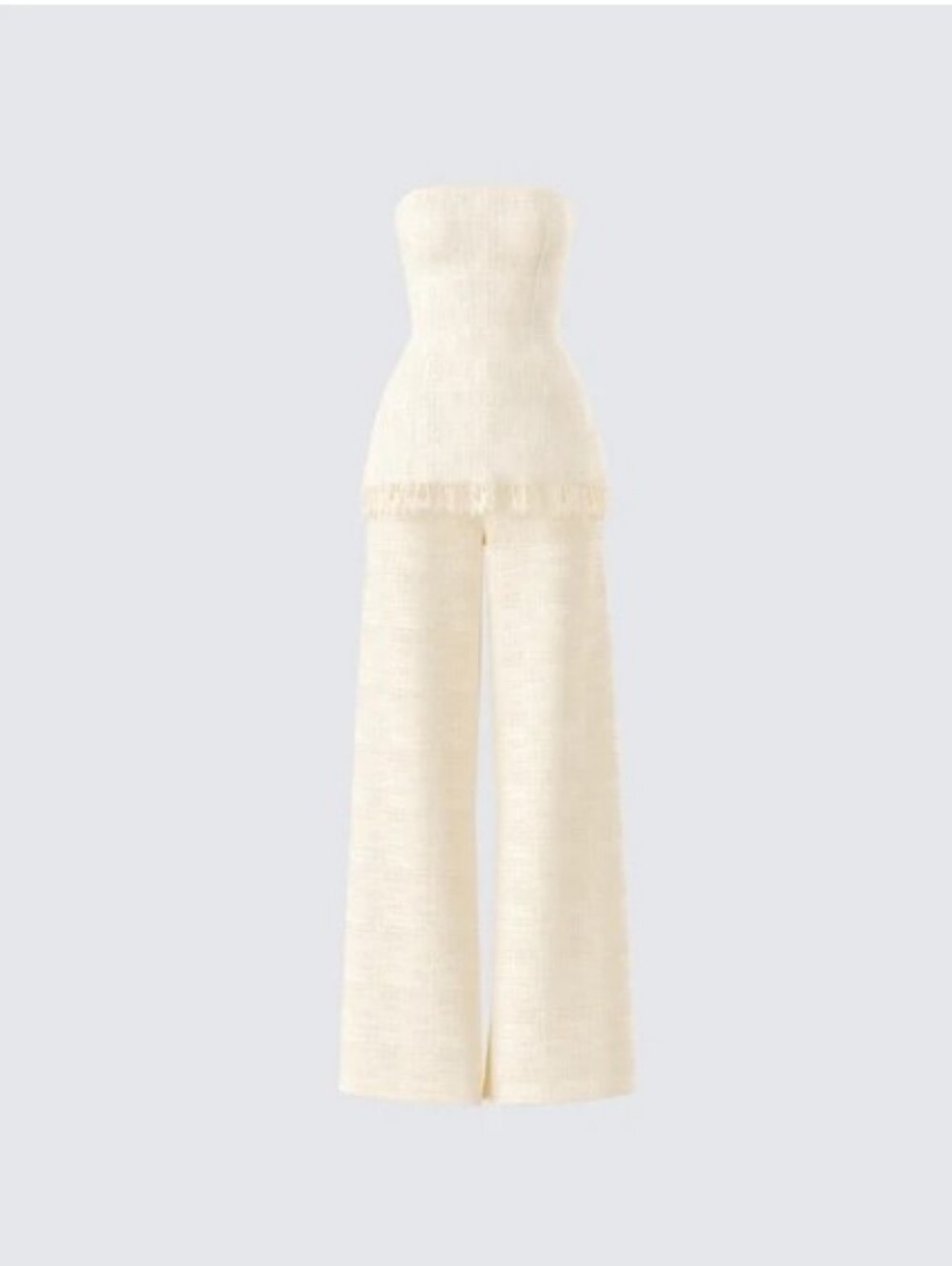 Finesse Cream Strapless Wide-Leg Knit Jumpsuit